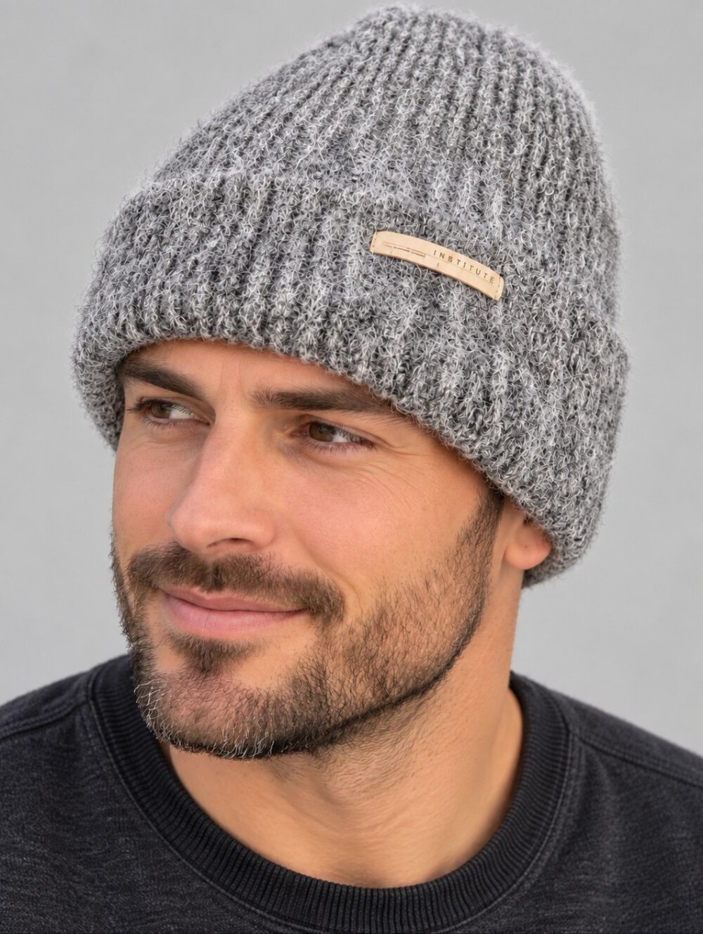 INSTITUTE Gray Mohair Knit Hat